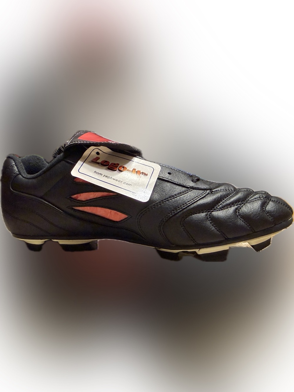 Zephwear.com Zephyr LOGO-IT Black Soccer Cleats with Red Accents
